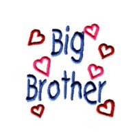 Big Brother lettering with hearts, it's a boy, baby, toddler designs for machine embroidery quality designs from Needle Passion Embroidery